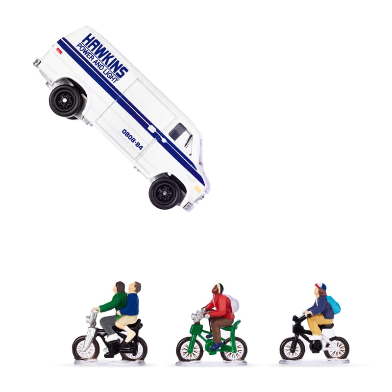 Hot Wheels SDCC Premium Stranger Things 83 Chevy Van & Bikes