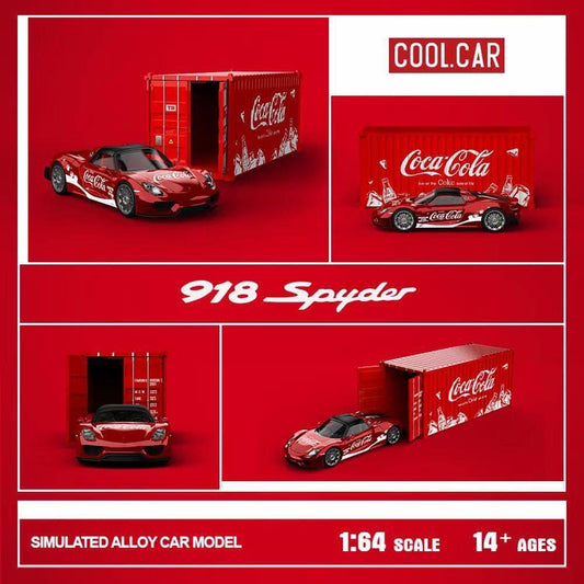 Cool Car Coca Cola Porsche 918 Spyder & Metal Containter 2 Piece Set
