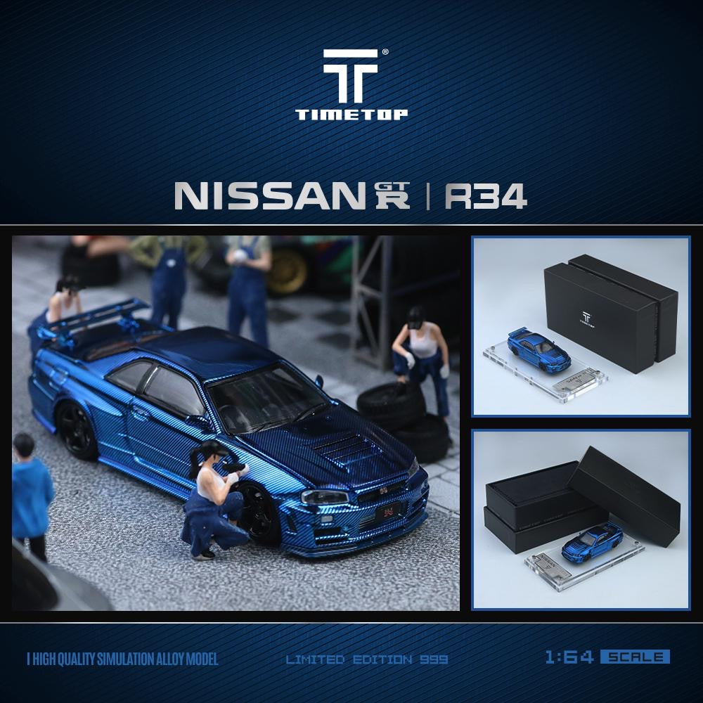 Time Top Nissan Skyline R34 GTR Blue Carbon Fibre