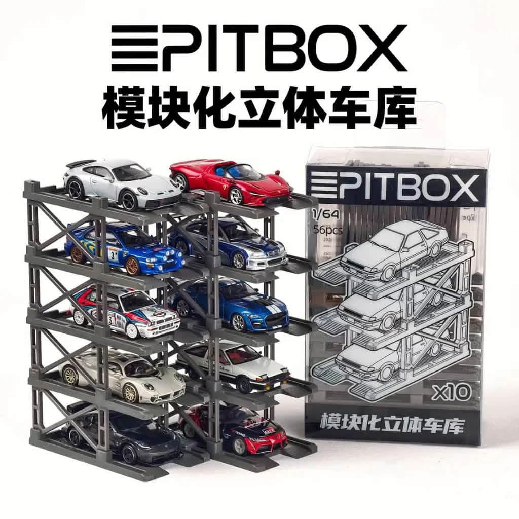Pitbox Model Car Display Racks 10 Pack Grey