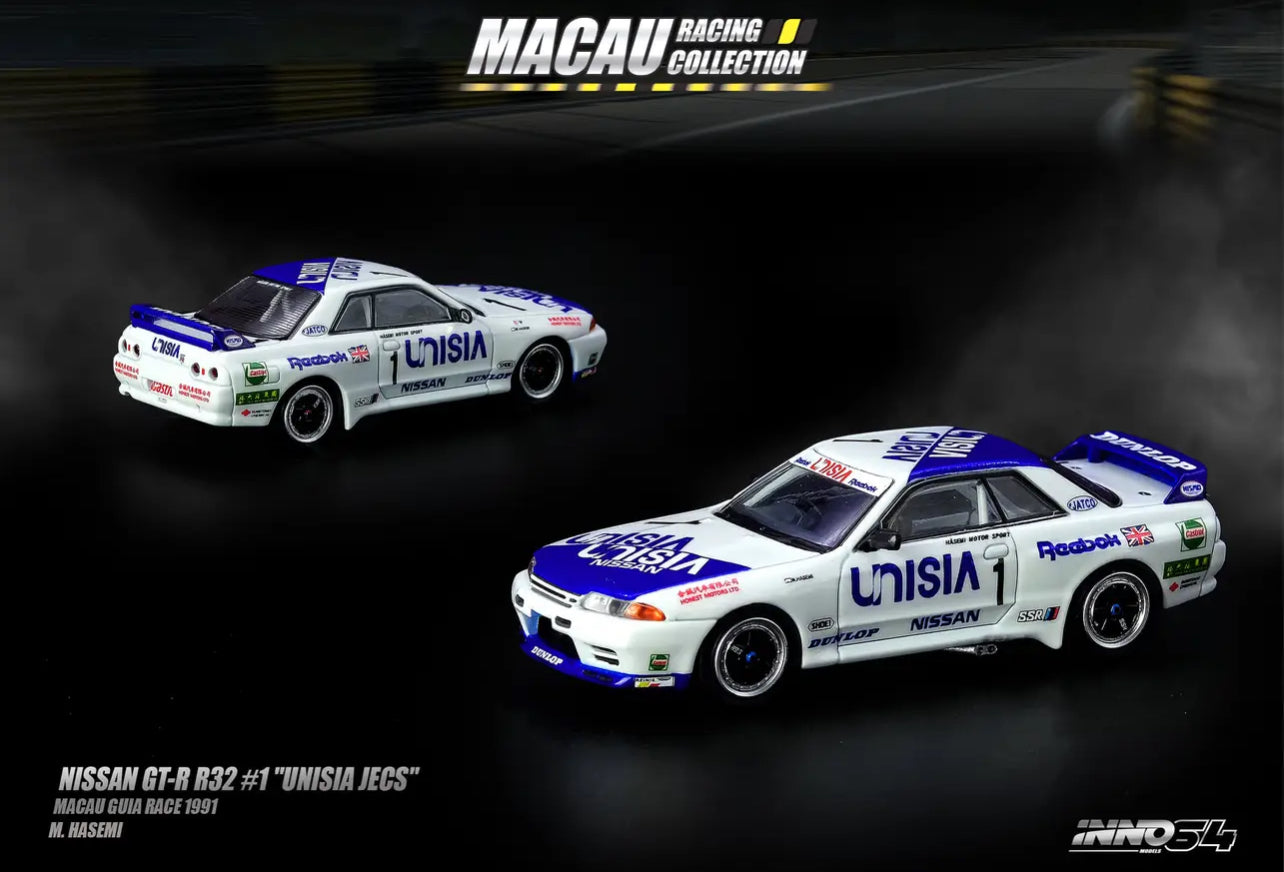 Inno64 Nissan Skyline R32 GTR Unisia Jecs Macau Grand Prix Special Edition 2019