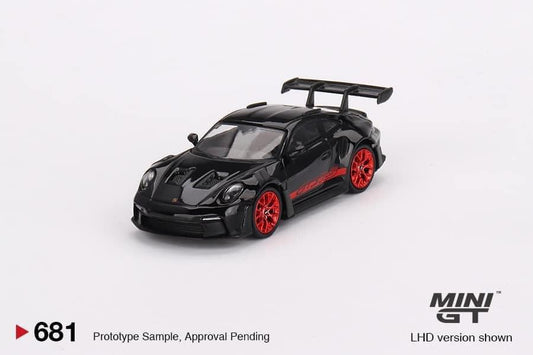 Mini GT Porsche 911 GT3 RS Black With Pyro Red #681