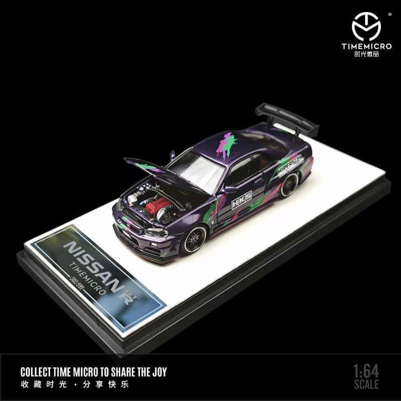 Time Micro Nissan Skyline R34 GTR HKS Livery Purple – Bran’s Diecast