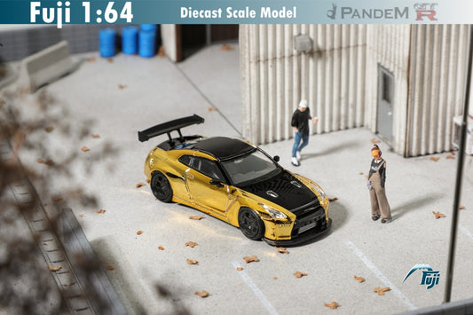 Fuji Model Nissan GTR R35 Pandem Chrome Gold