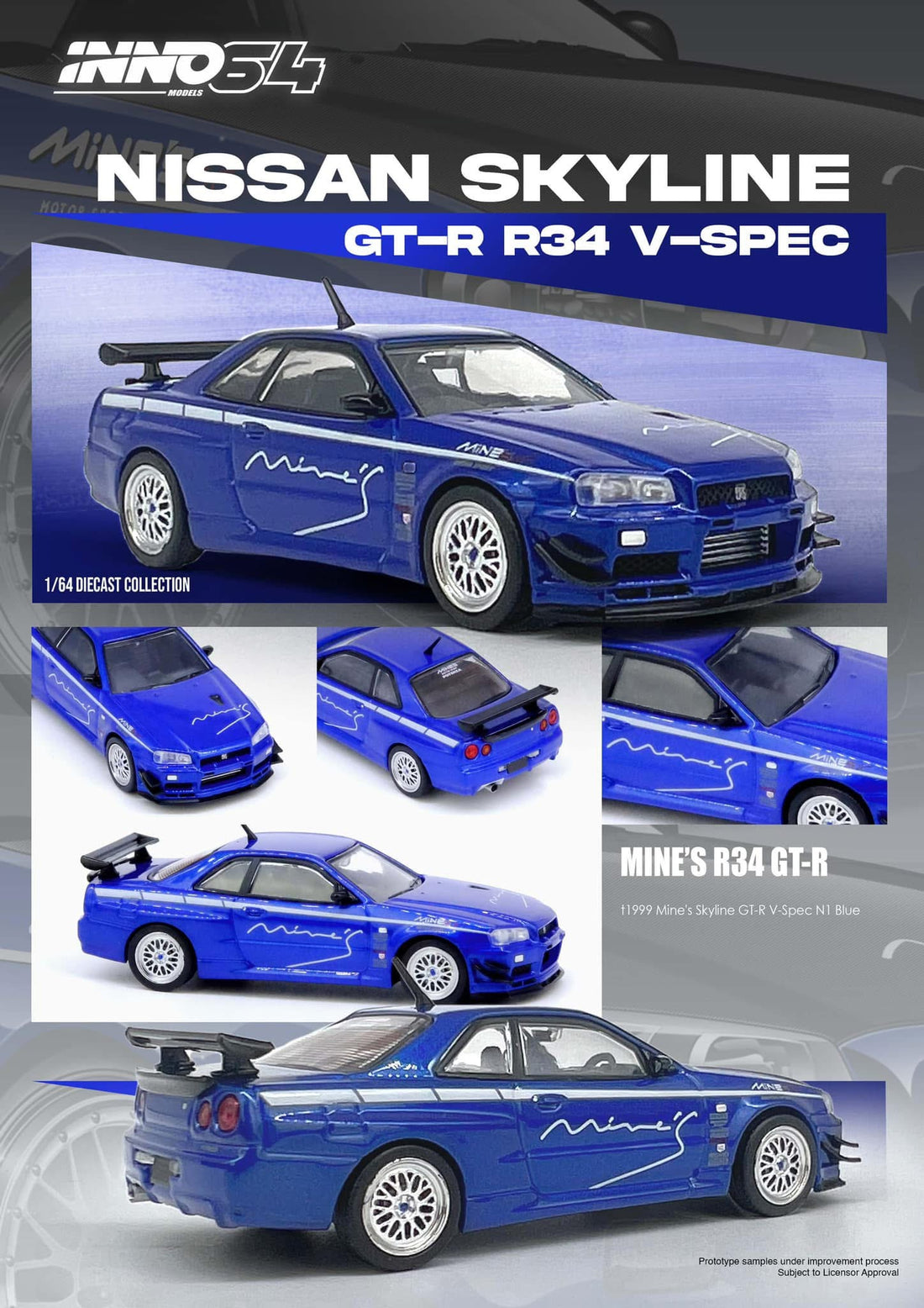 Inno64 Nissan Skyline R34 GTR V Spec Tuned By Mines – Bran’s Diecast