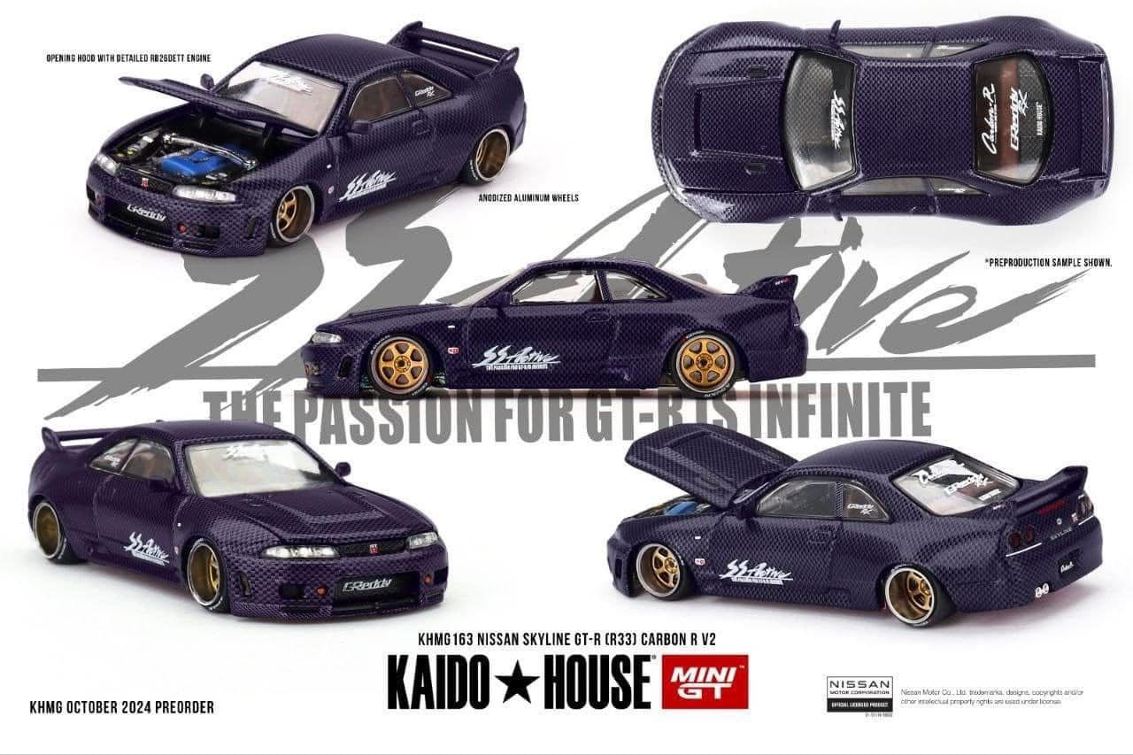 Mini GT x Kaido House Nissan Skyline R33 GTR Active Carbon R V2 #163