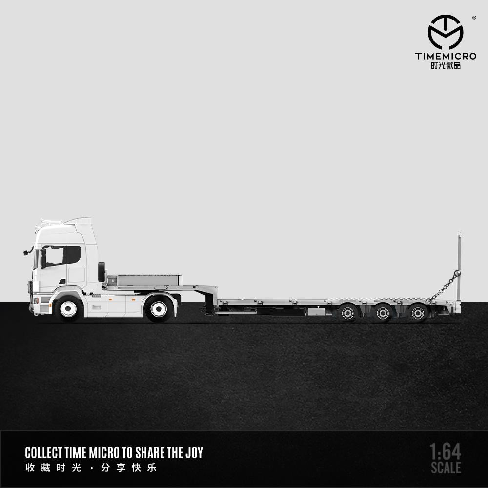 Time Micro Scania Truck & Flatbed Trailer White