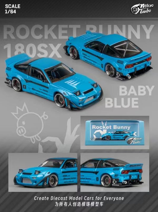 Micro Turbo Nissan S13 180SX Rocket Bunny Blue