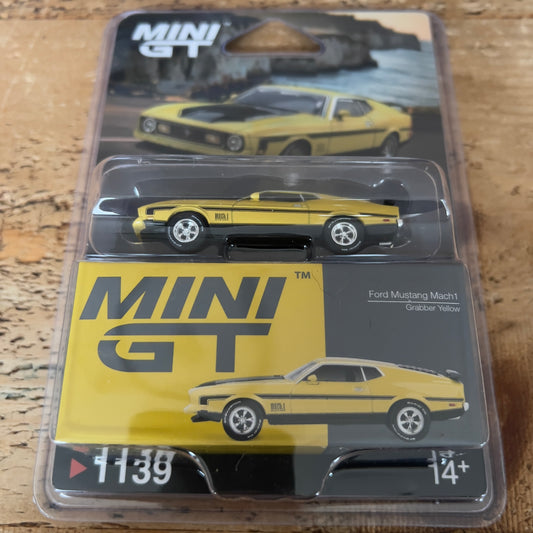 Mini GT Ford Mustang Mach1 Grabber Yellow #1139 Blister