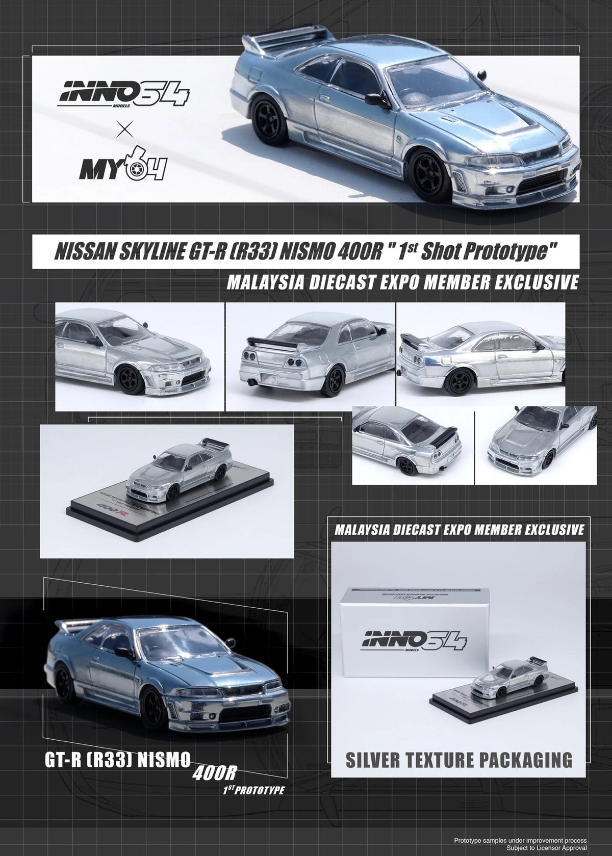 Inno Car Model R33 Inno64 Nissan Skyline R33 GTR 400R 1st Shot Prototype Malaysia Diecast ...