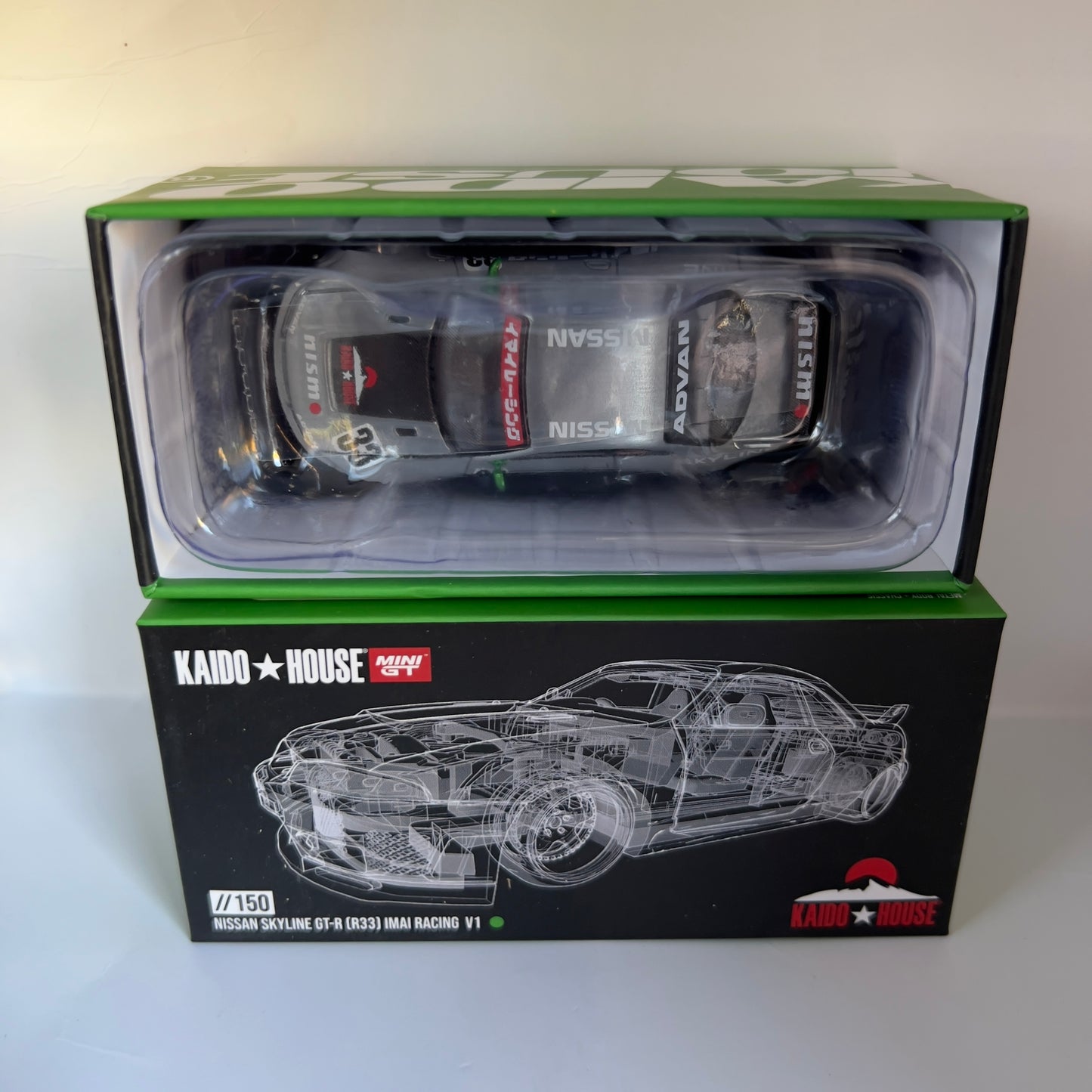 Mini GT x Kaido House Nissan Skyline R33 GTR Imai Racing Chase #150