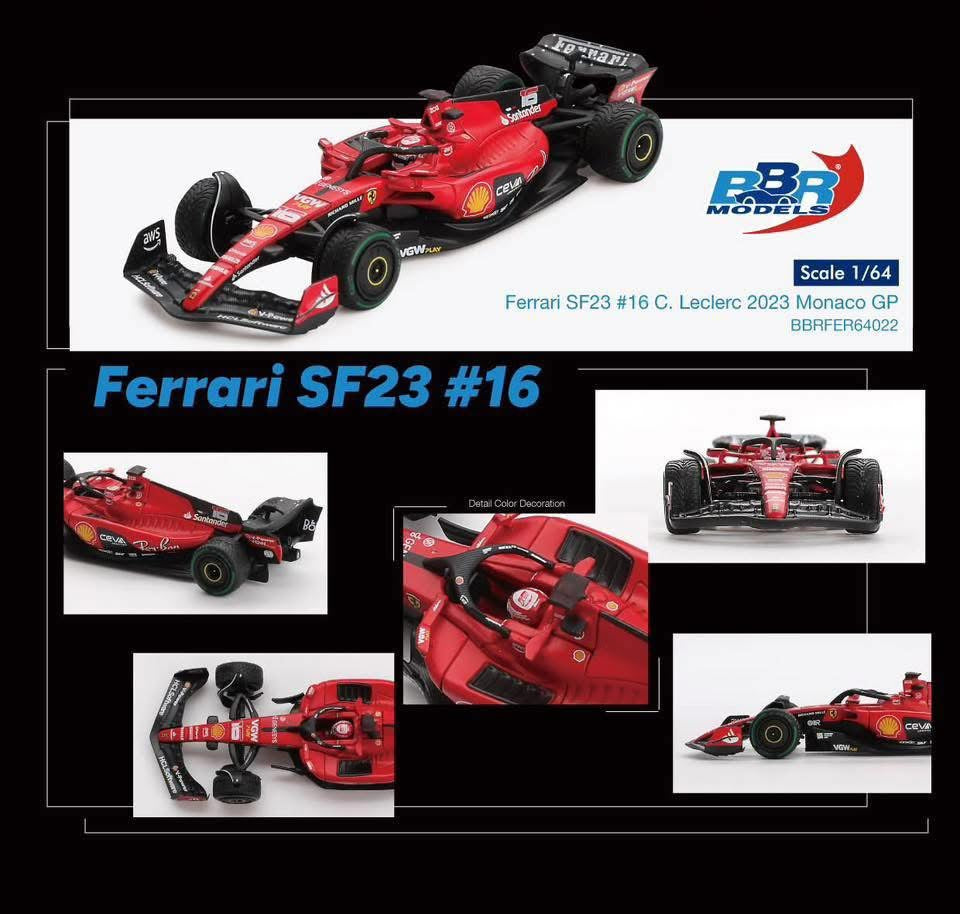 BBR Models Ferrari SF23 Formula 1 Grand Prix De Monaco 2023 C.Leclerc