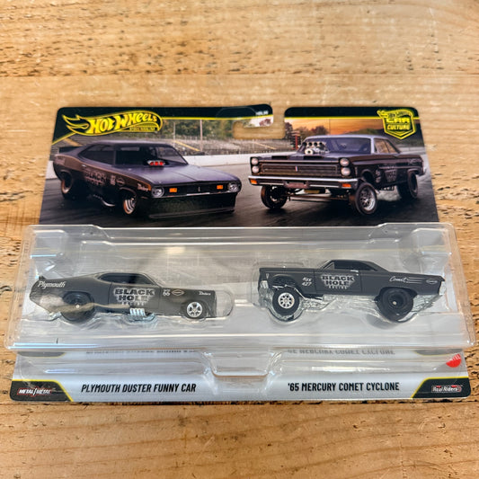 Hot Wheels Premium 2 Pack Plymouth Duster Funny Car & ‘65 Mercury Comet Cyclone