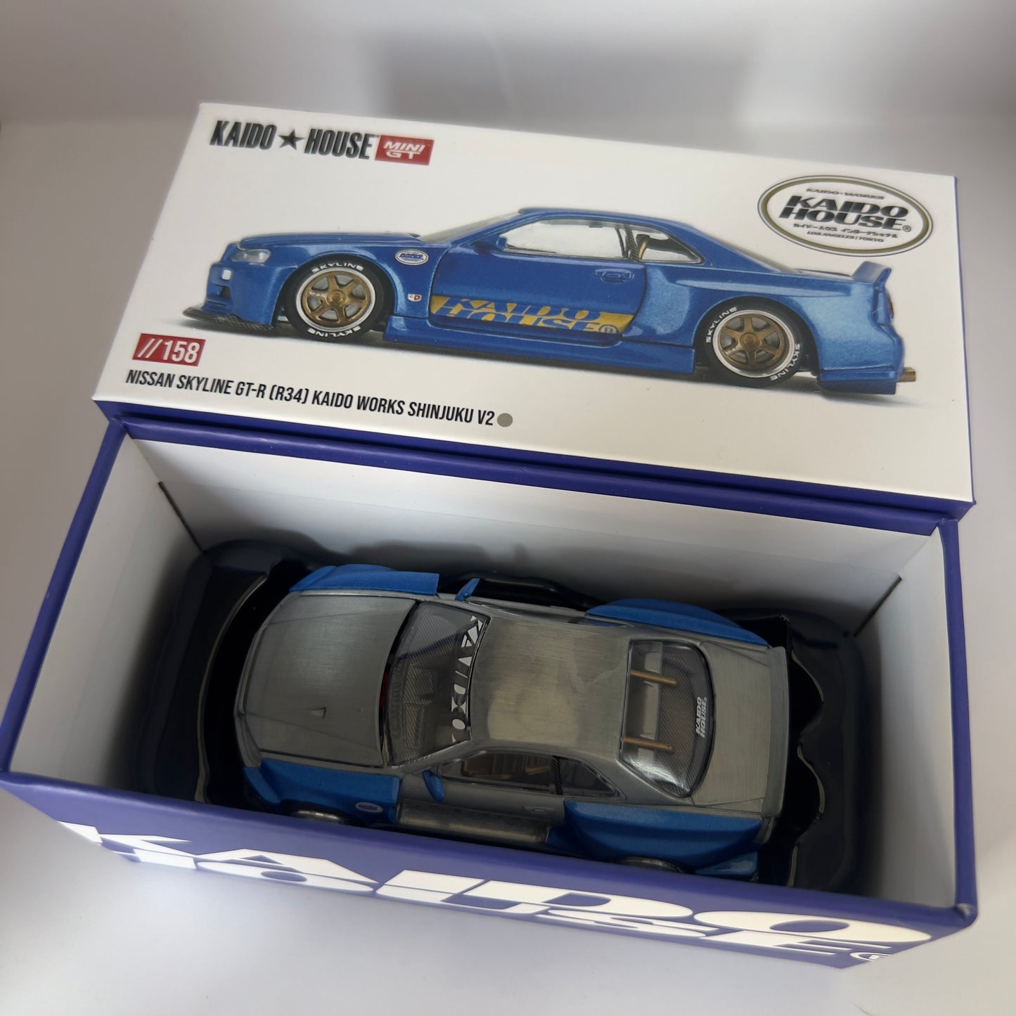 Mini GT x Kaido House Nissan Skyline R34 GTR Shinjuku V2 Chase #158