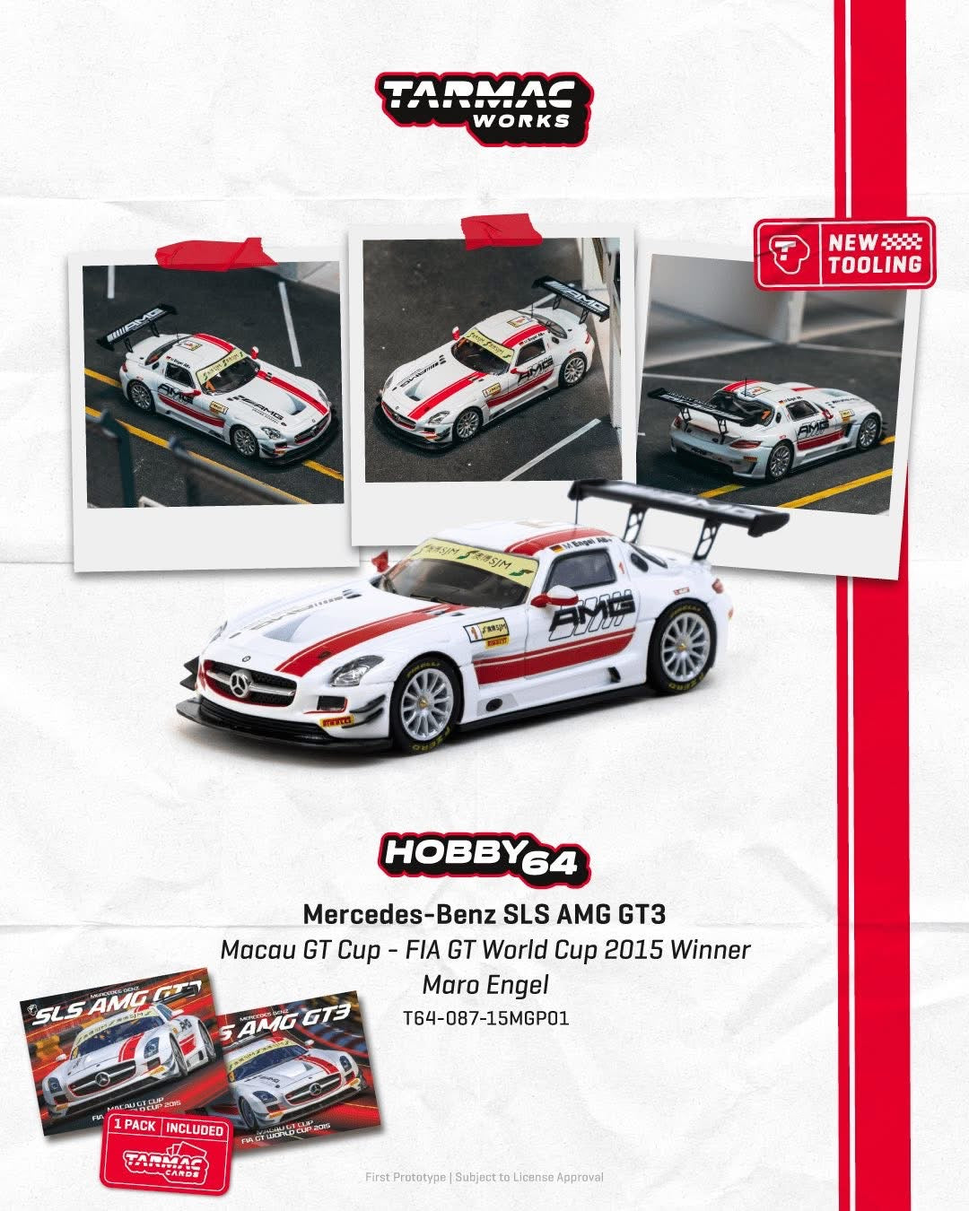 Tarmac Works Mercedes Benz SLS AMG GT3 Macau GT Cup & Trading Cards