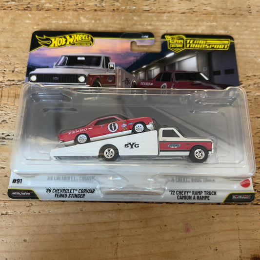 Hot Wheels Team Transport 66 Chevrolet Corvair Yenko Stinger & 72 Chevy Ramp Truck