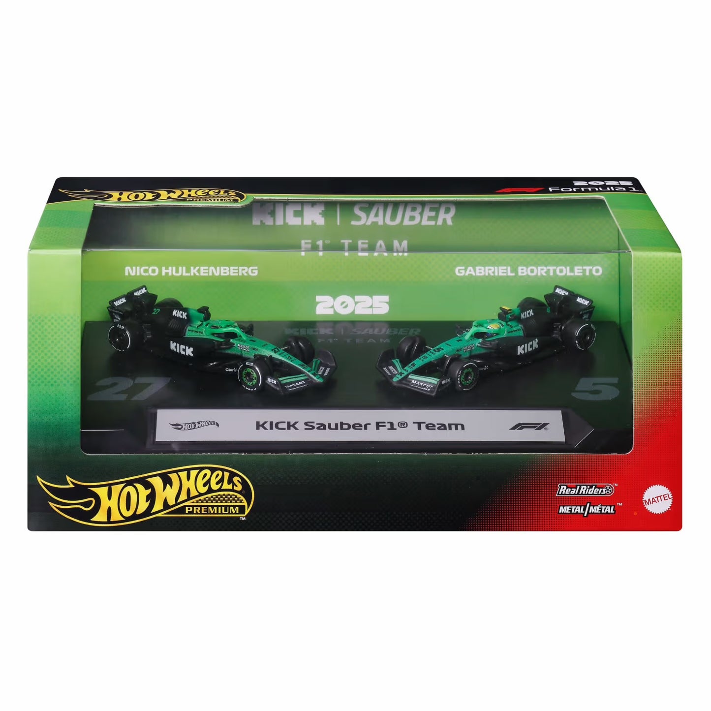 Hot Wheels Premium Formula 1 F1 2 Pack Kick Sauber Nico Kullenberg & Gabriel Bortoleto