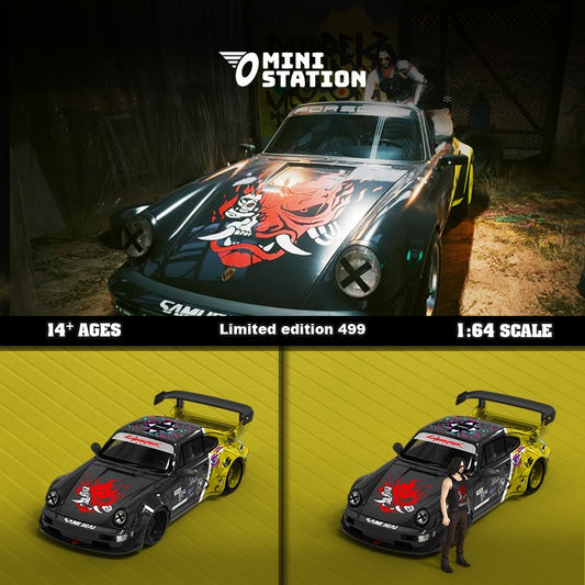 Mini Station Porsche 964 RWB Cyberpunk With Figure