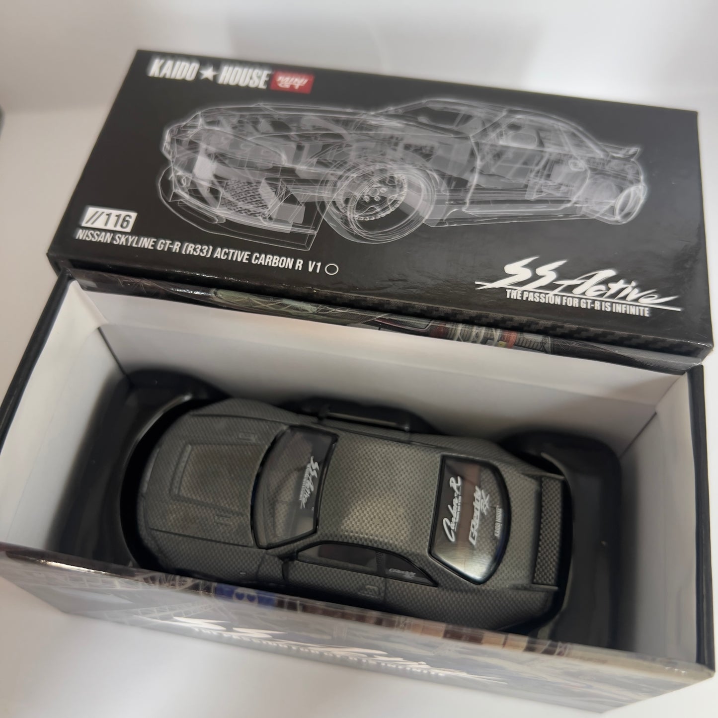 Mini GT x Kaido House Nissan Skyline R33 GTR Active Carbon V1 Chase #116