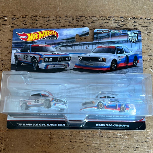 Hot Wheels Premium 2 Pack 73 BMW 3.0 CSL Race Car & BMW 320 Group 5