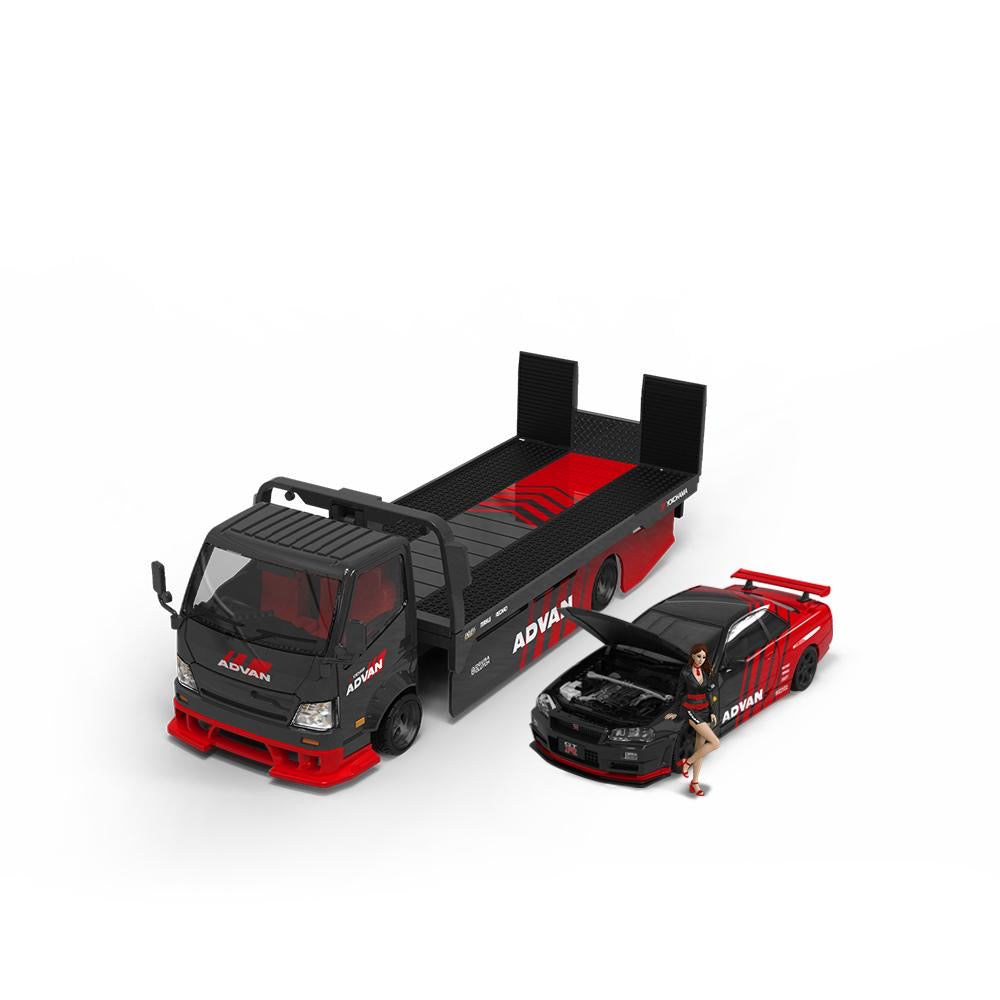 Timemicro Advan Set H300 Flatbed Nissan Skyline R34 GTR & Figure