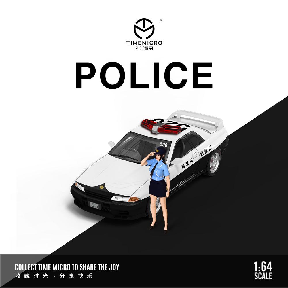 Time Micro Nissan Skyline R32 GTR Japanese Police Car With Figure