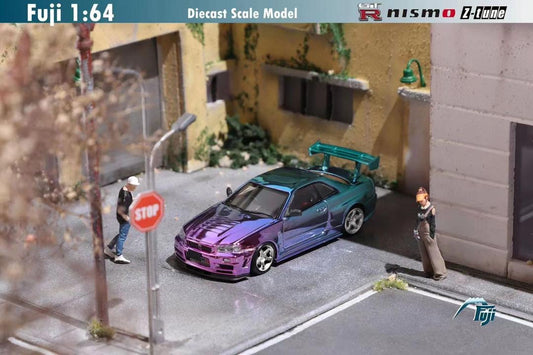 Fuji Model Nissan Skyline R34 GTR Purple/Blue Chrome