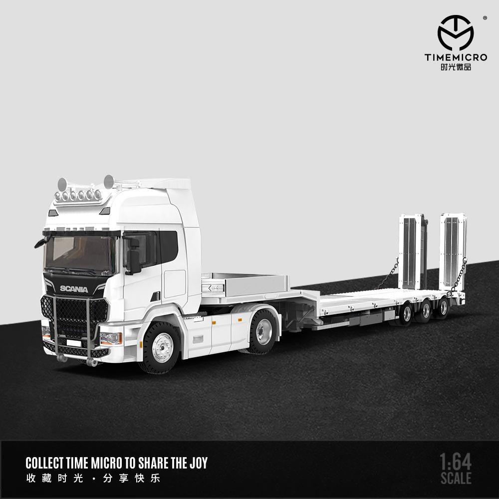 Time Micro Scania Truck & Flatbed Trailer White