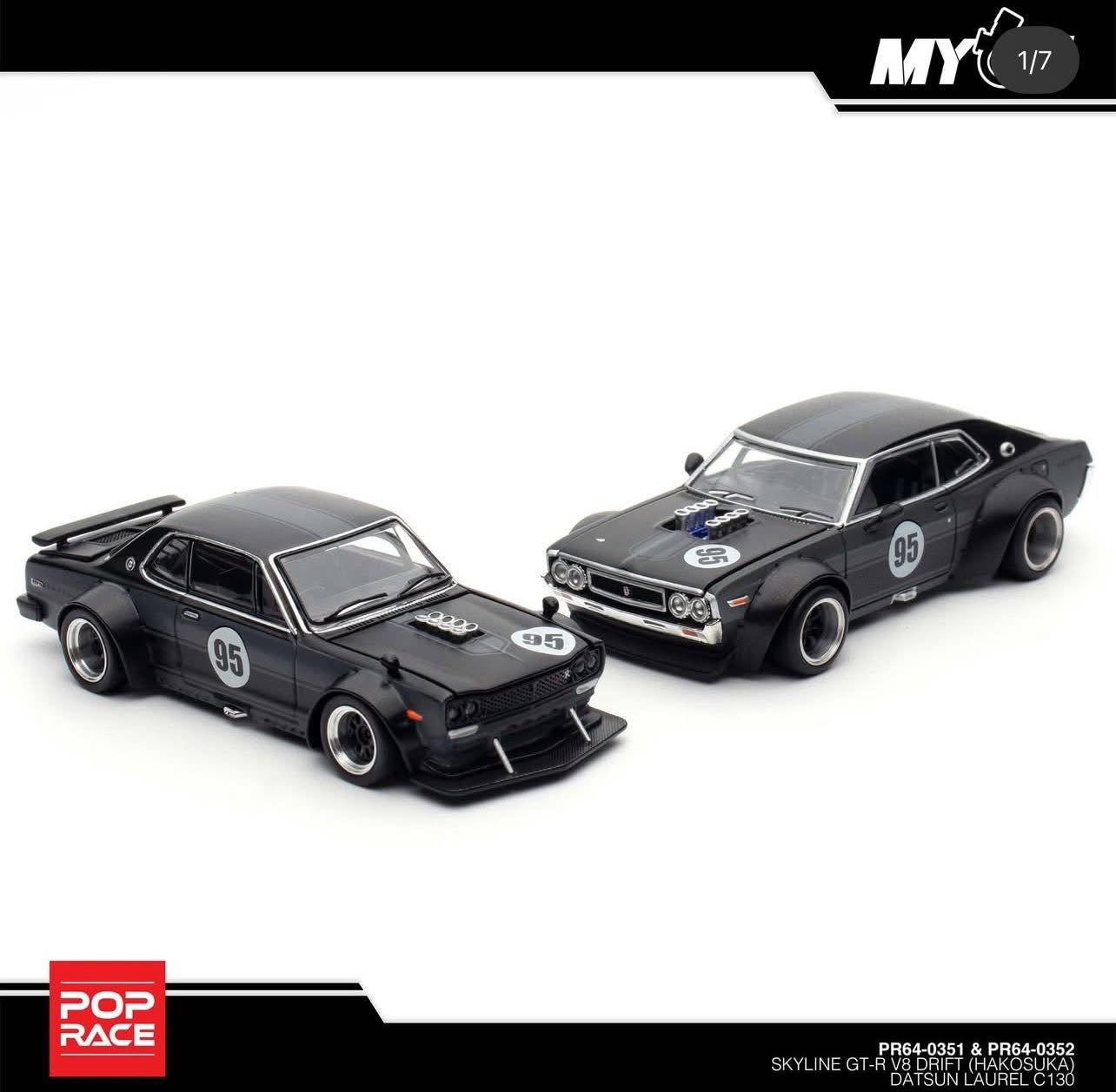 Pop Race Hong Kong Toy Car Salon Event Edition Skyline GTR V8 & Datsun Laurel C130 2 Car Set