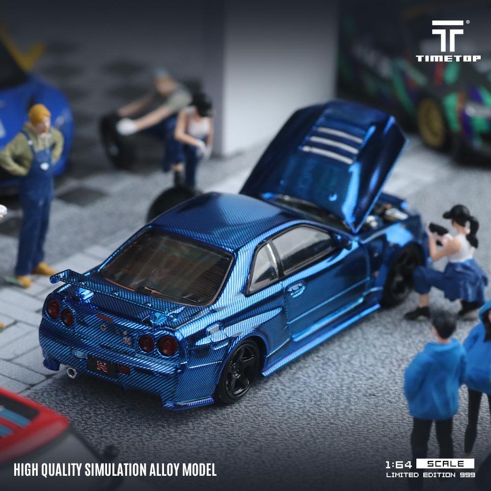 Time Top Nissan Skyline R34 GTR Blue Carbon Fibre