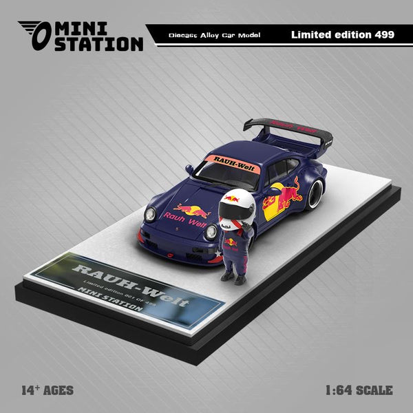 Mini Station Porsche 964 RWB Red Bull With Figure – Bran’s Diecast
