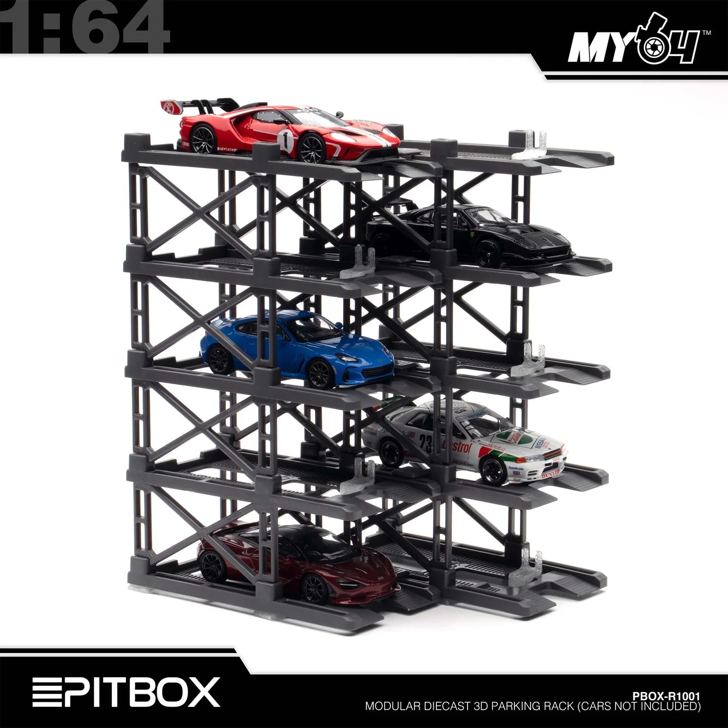 Pitbox Model Car Display Racks 10 Pack Grey