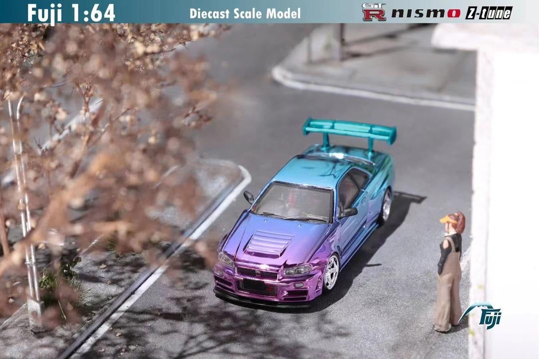 Fuji Model Nissan Skyline R34 GTR Purple/Blue Chrome