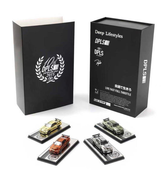 Inno64 x DLPS 10th Anniversary Special Edition Box Set 4 x Nissan Skyline R34 GTR