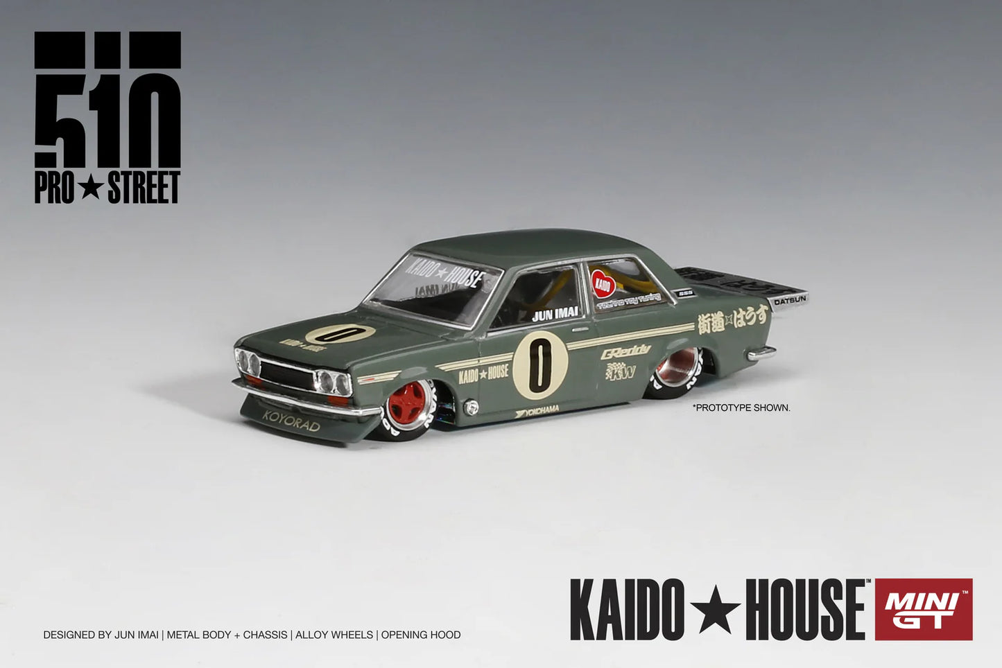 Mini GT x Kaido House Datsun 510 Pro Street Green #001