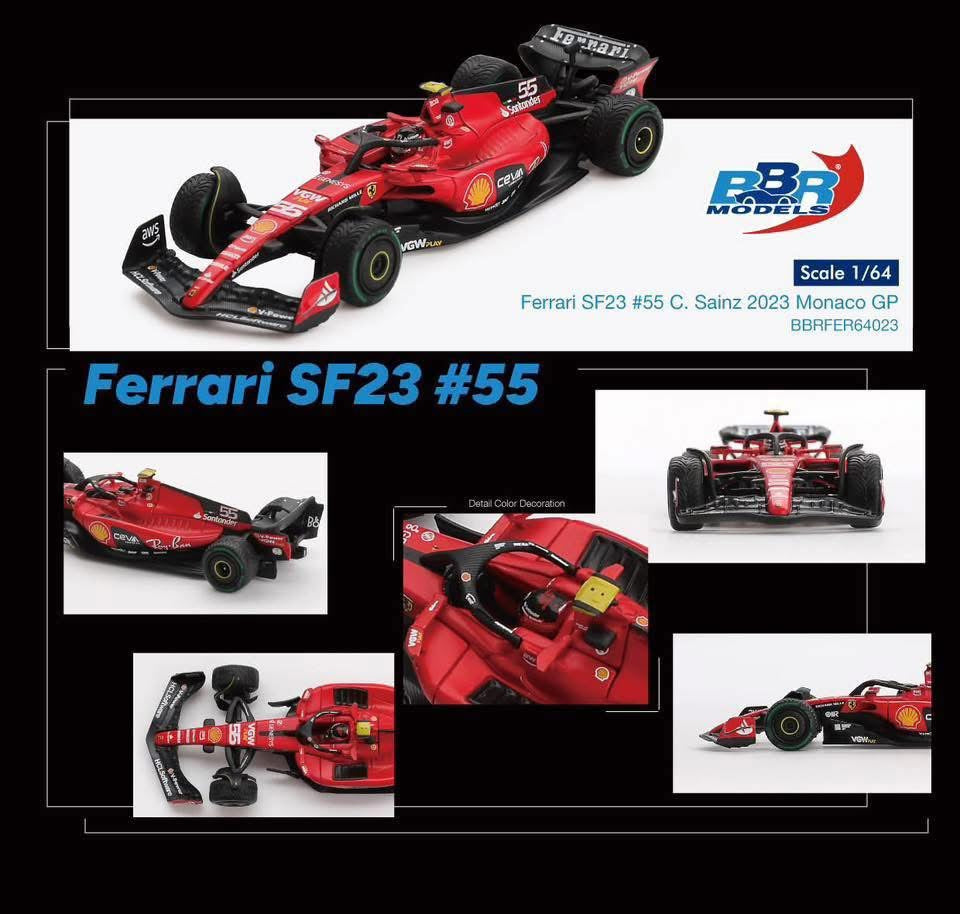 BBR Models Ferrari SF23 Formula 1 Grand Prix De Monaco 2023 C.Sainz