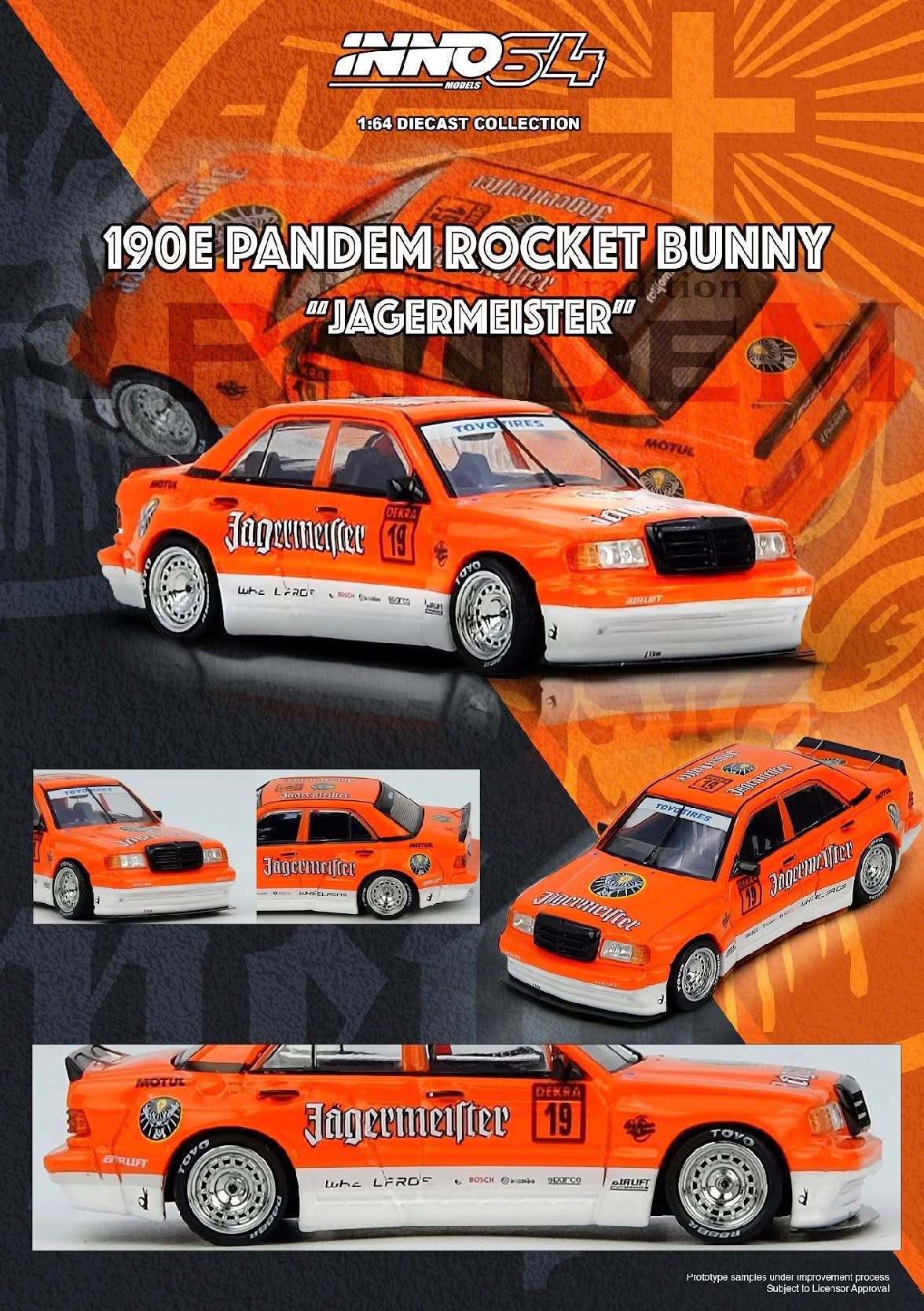 Inno64 Pandem Rocket Bunny Mercedes 190E Jagermeister