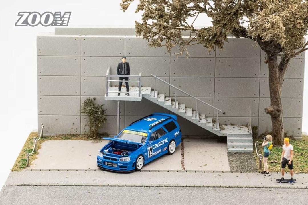 Zoom Model Nissan Stagea With R34 Front End Calsonic Livery