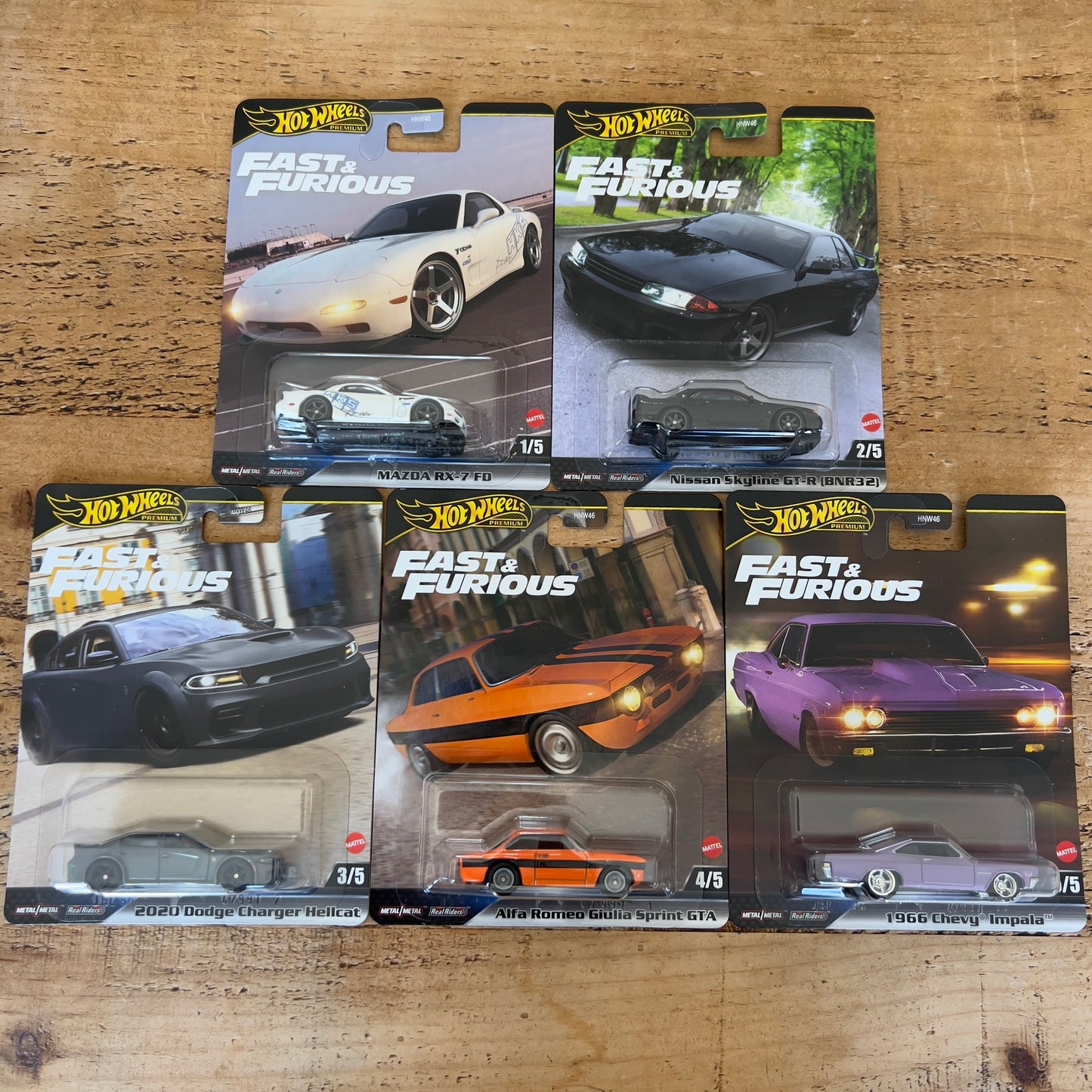 Hot Wheels Premium Fast & Furious Set Of 5