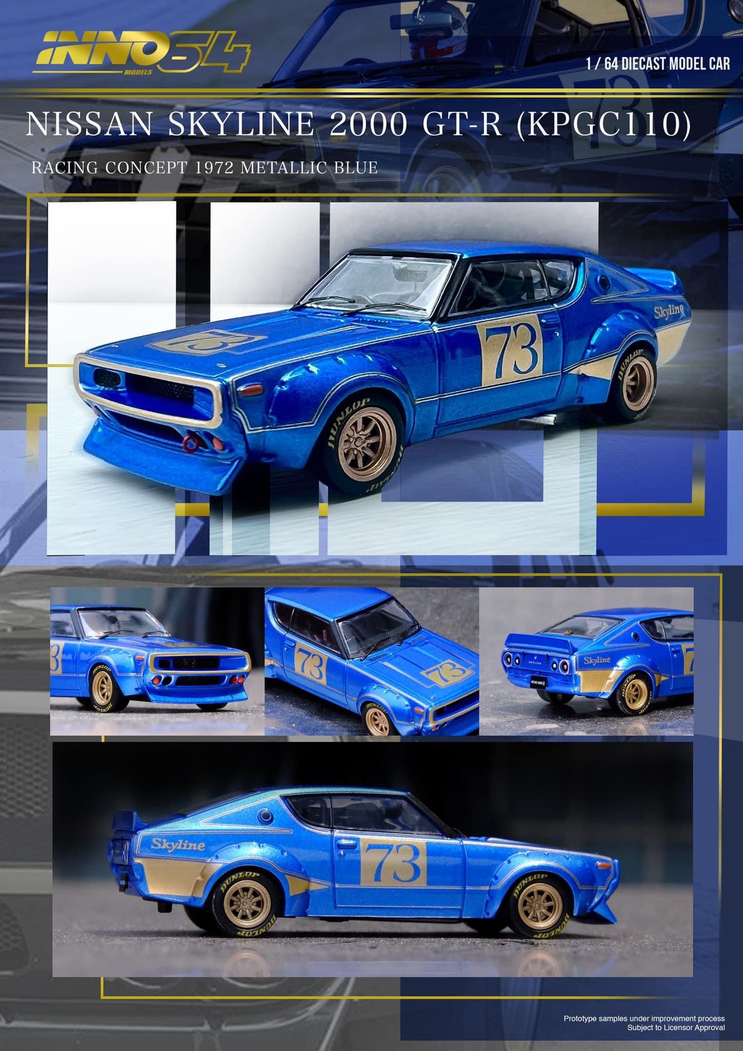 Inno64 1972 Nissan Skyline 2000 GTR Racing Concept Blue