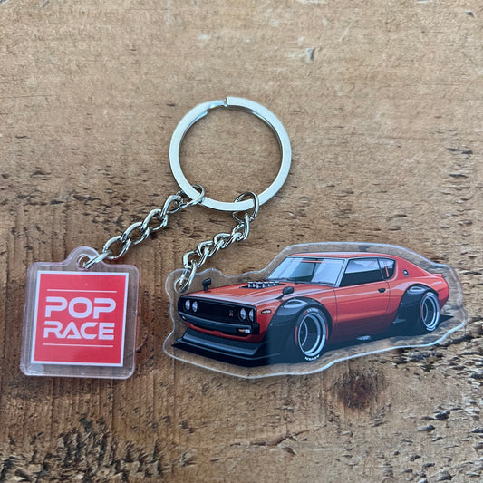 Pop Race Official Keyring Nissan Skyline Kenmeri Orange