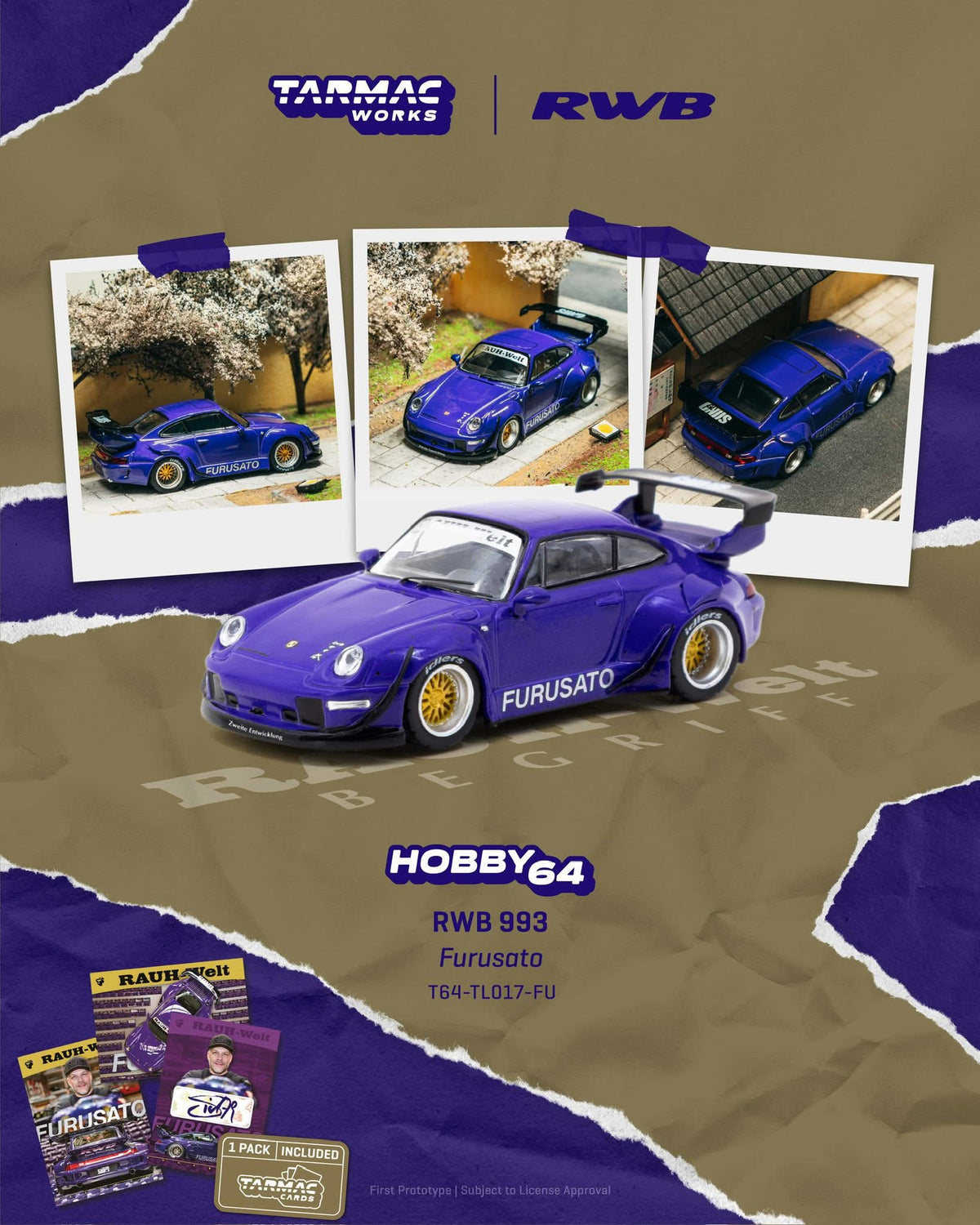 Tarmac Works Porsche 993 RWB Furusato With Trading Cards