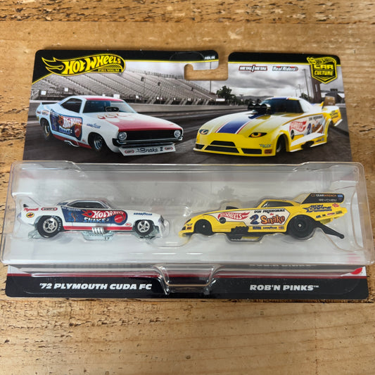 Hot Wheels Premium 2 Pack 72’ Plymouth Cuda FC & Rob’ N Pinks