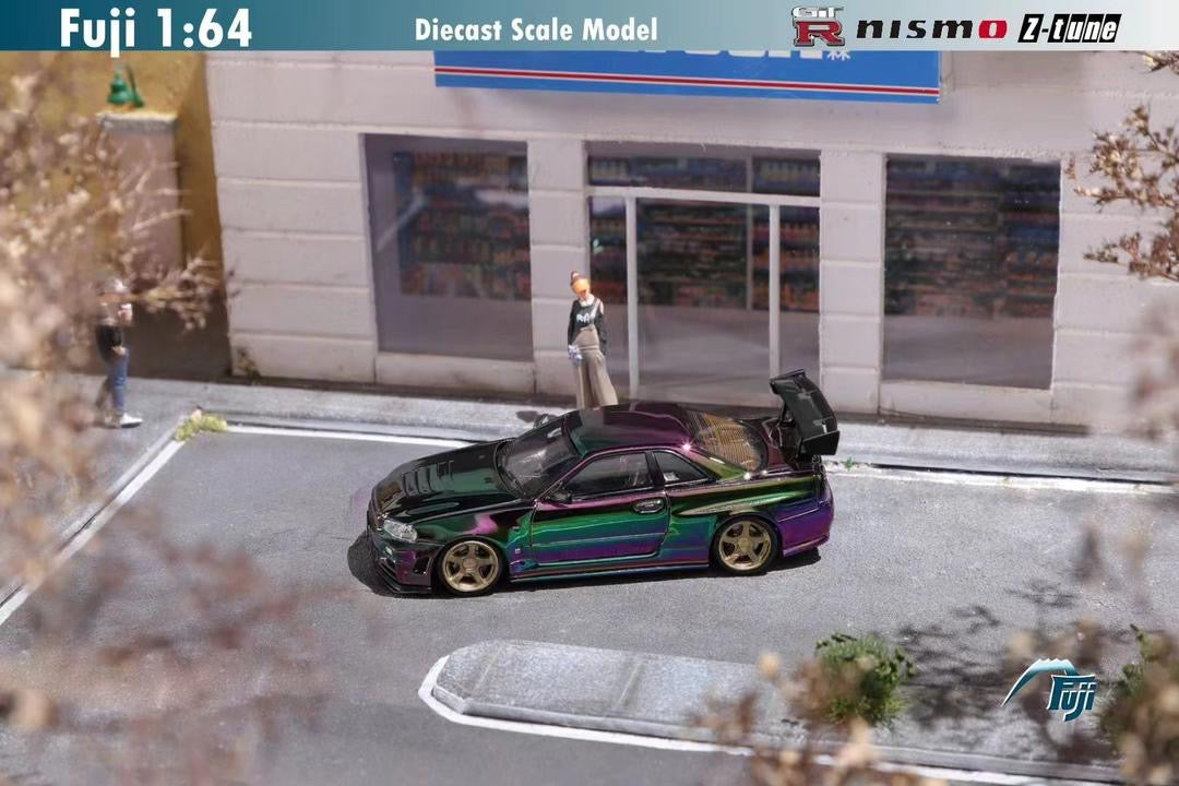 Fuji Model Nissan Skyline R34 GTR Green/Purple Chrome