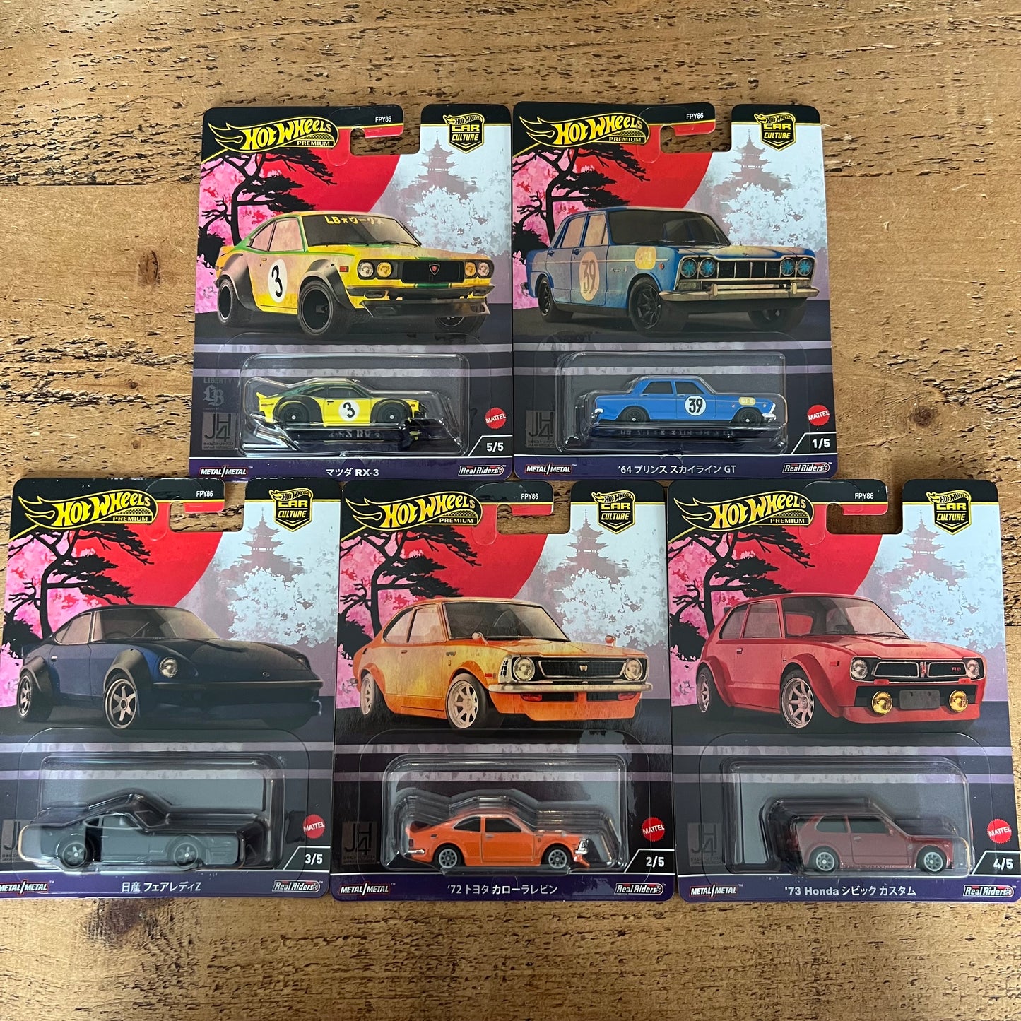 Hot Wheels Premium Japan Historics 4 Full Set Of 5