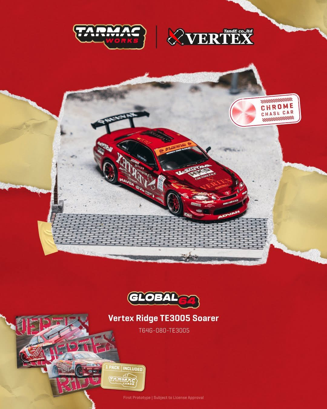 Tarmac Works Vertex Ridge TE3005 Toyota Soarer & Trading Cards
