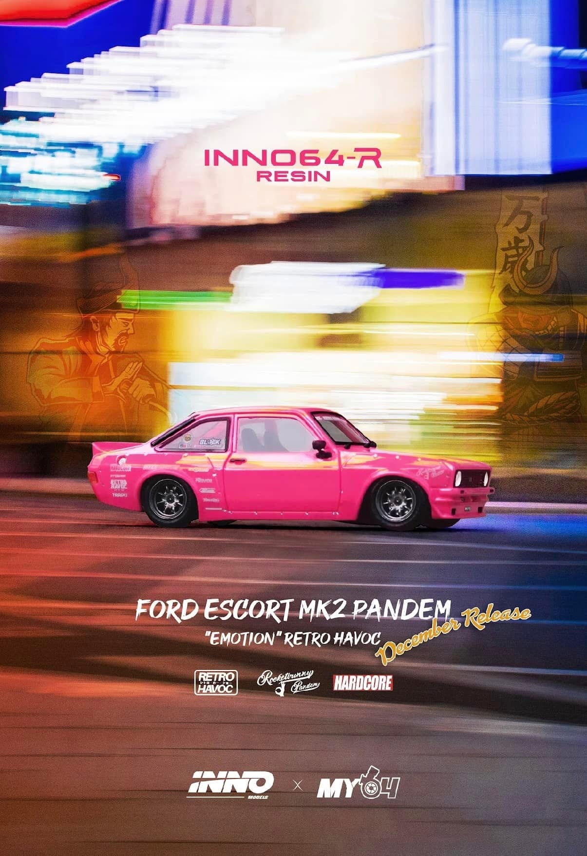 Inno64 R Resin Retro Havoc Event Exclusive Ford Escort MK2 Pandem