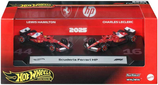 Hot Wheels Premium Formula 1 F1 2 Pack Ferrari Lewis Hamilton & Charles Leclerc