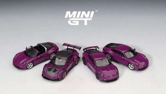 Mini GT Porsche 911 992.1 Rubystone Red Set Of 4 Cars #MGTS0021