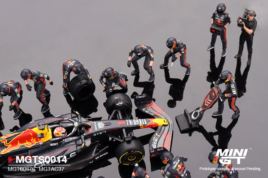 Mini GT Oracle Red Bull Racing RB19 #1 Max Verstappen Pit Crew Set #MGTS0014